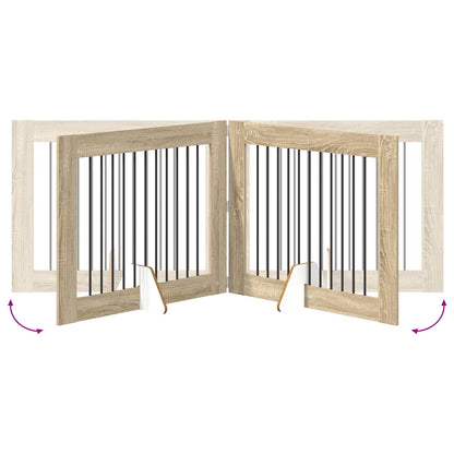 Hondenhekje met standaards 4 pcs Sonoma Eiken 100 x 80 cm