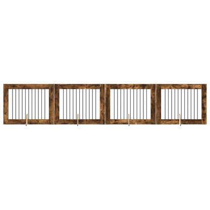 Hondenhekje met standaards 4 pcs Gerookt eiken 100 x 80 cm