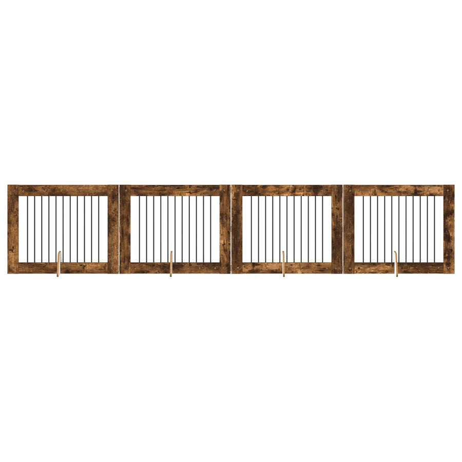 Hondenhekje met standaards 4 pcs Gerookt eiken 100 x 80 cm