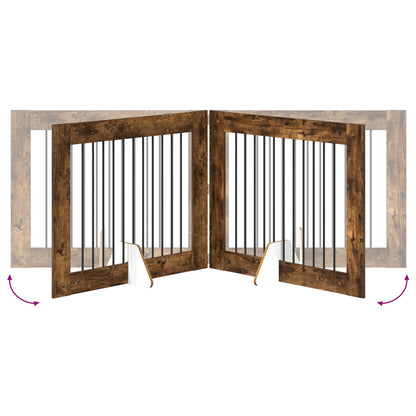 Hondenhekje met standaards 4 pcs Gerookt eiken 100 x 80 cm