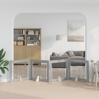 Hondenhekje met standaards 4 pcs Grijs sonoma 100 x 80 cm