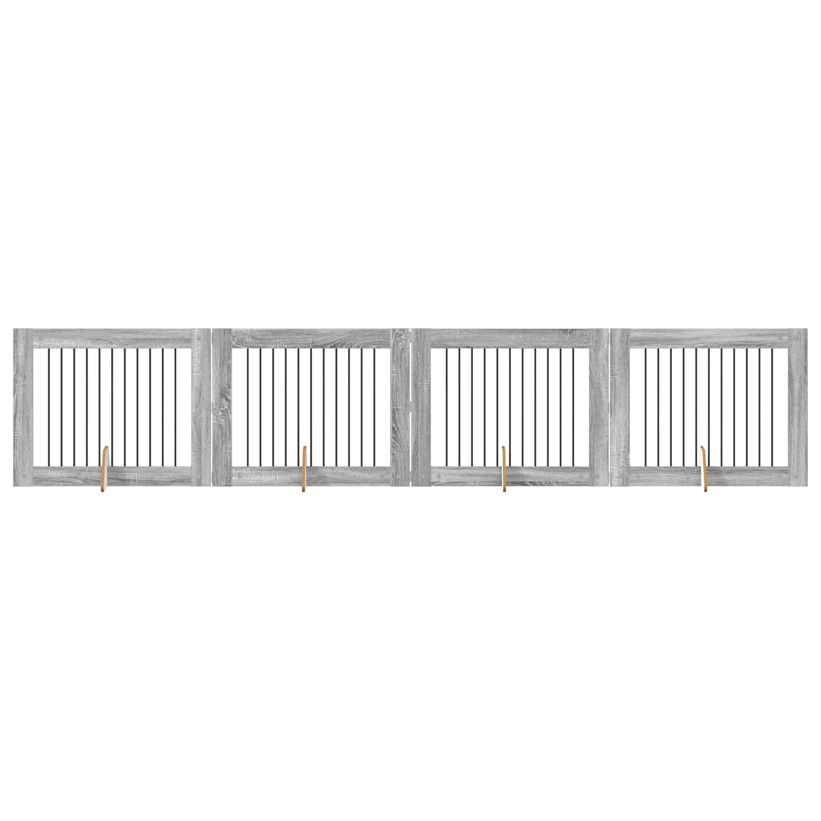 Hondenhekje met standaards 4 pcs Grijs sonoma 100 x 80 cm