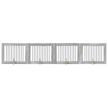 Hondenhekje met standaards 4 pcs Grijs sonoma 100 x 80 cm