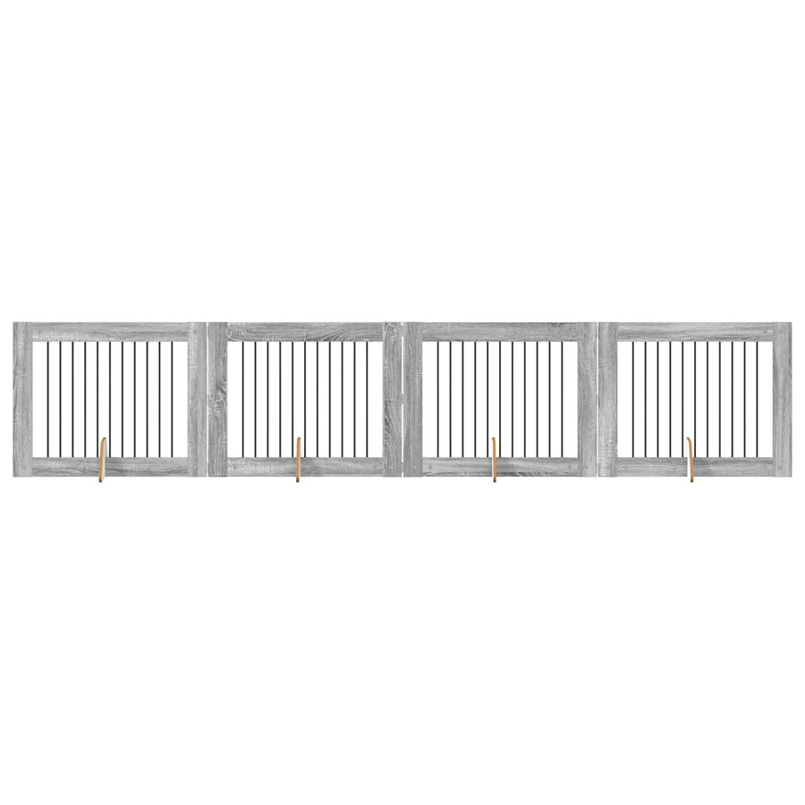 Hondenhekje met standaards 4 pcs Grijs sonoma 100 x 80 cm