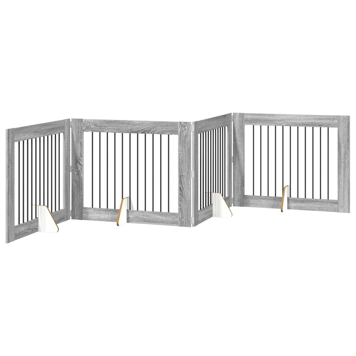Hondenhekje met standaards 4 pcs Grijs sonoma 100 x 80 cm