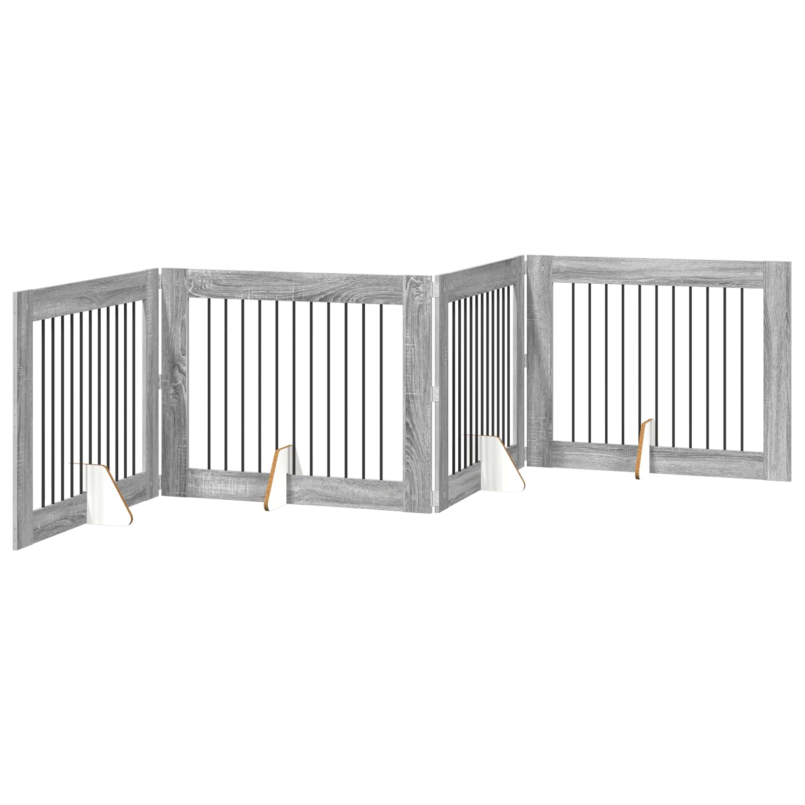 Hondenhekje met standaards 4 pcs Grijs sonoma 100 x 80 cm