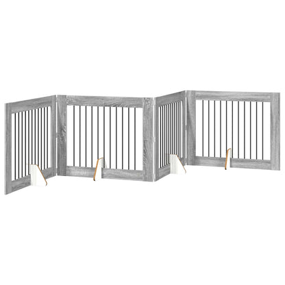 Hondenhekje met standaards 4 pcs Grijs sonoma 100 x 80 cm