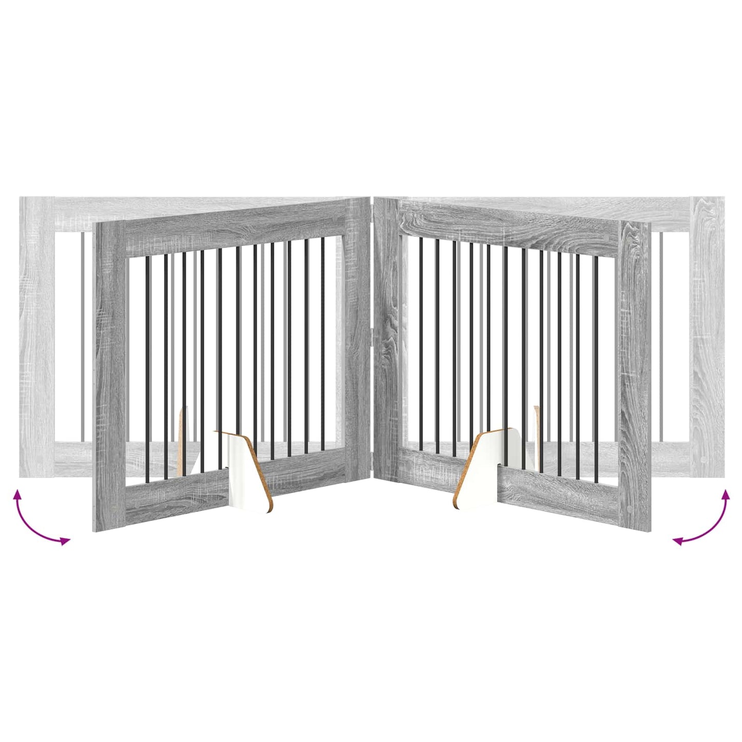 Hondenhekje met standaards 4 pcs Grijs sonoma 100 x 80 cm