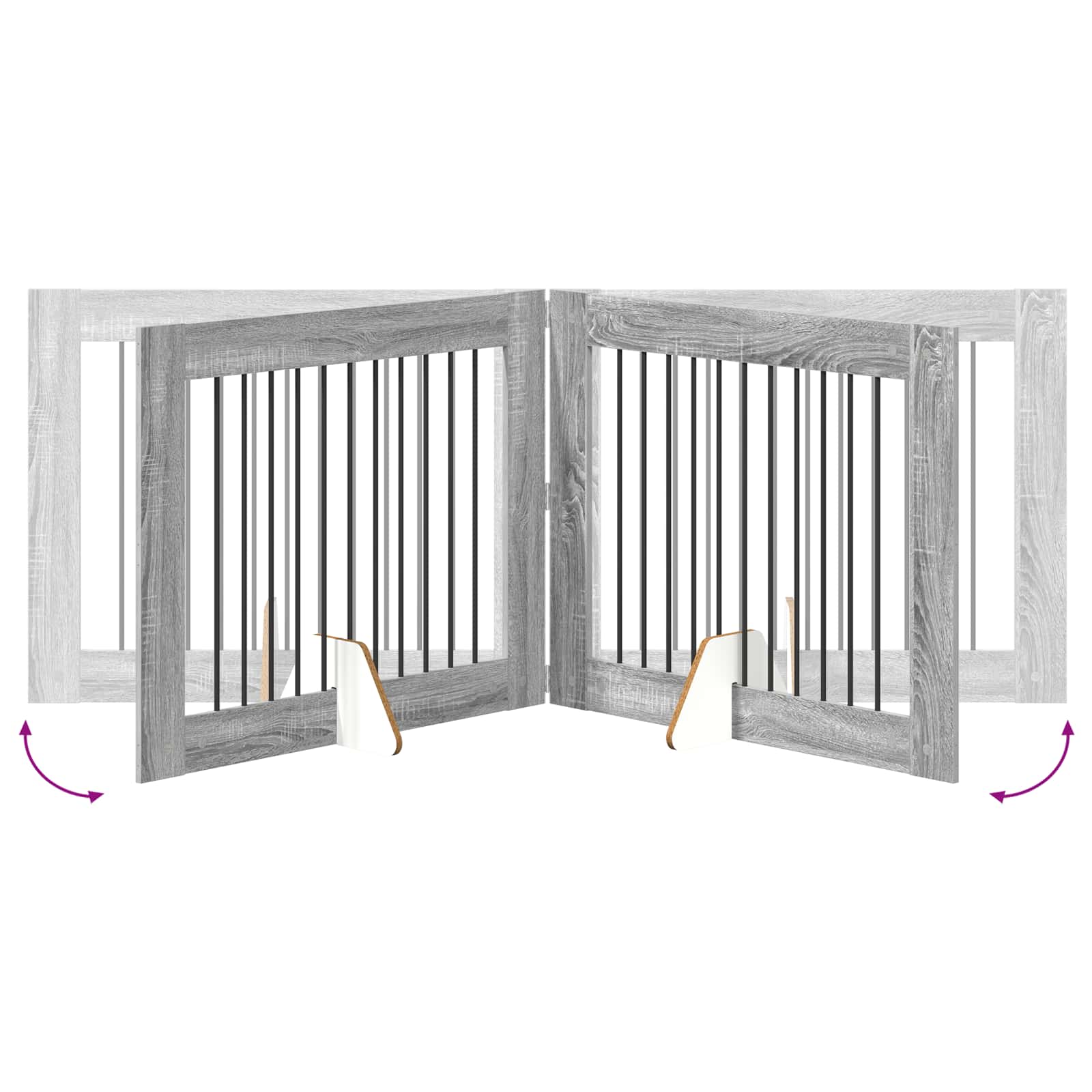 Hondenhekje met standaards 4 pcs Grijs sonoma 100 x 80 cm