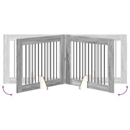 Hondenhekje met standaards 4 pcs Grijs sonoma 100 x 80 cm