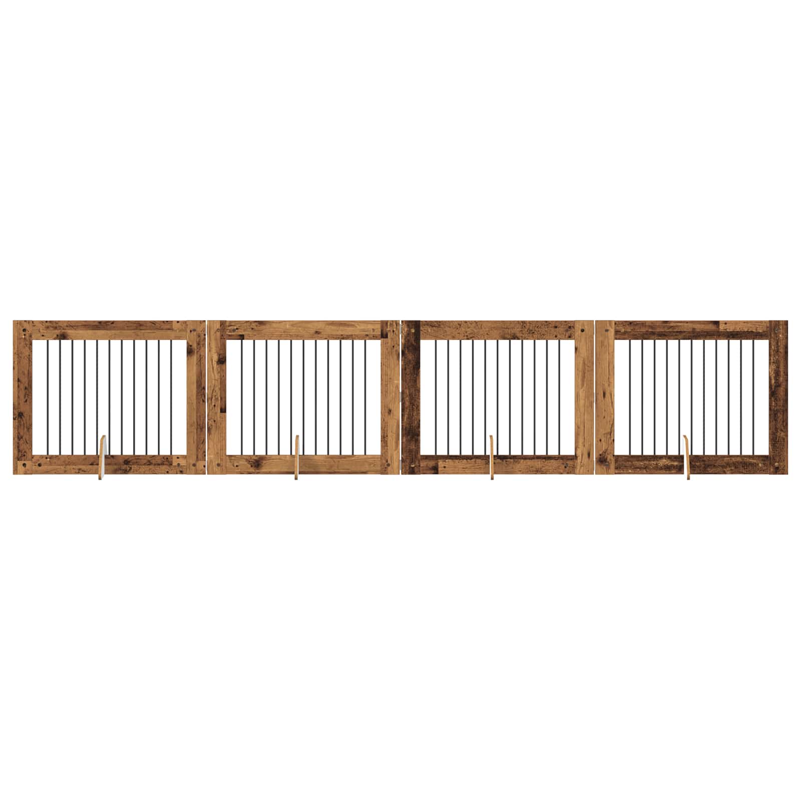 Hondenhekje met standaards 4 pcs Oud hout 100 x 80 cm