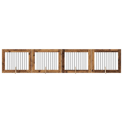 Hondenhekje met standaards 4 pcs Oud hout 100 x 80 cm