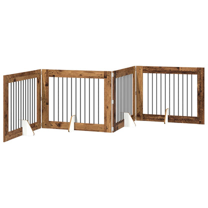 Hondenhekje met standaards 4 pcs Oud hout 100 x 80 cm