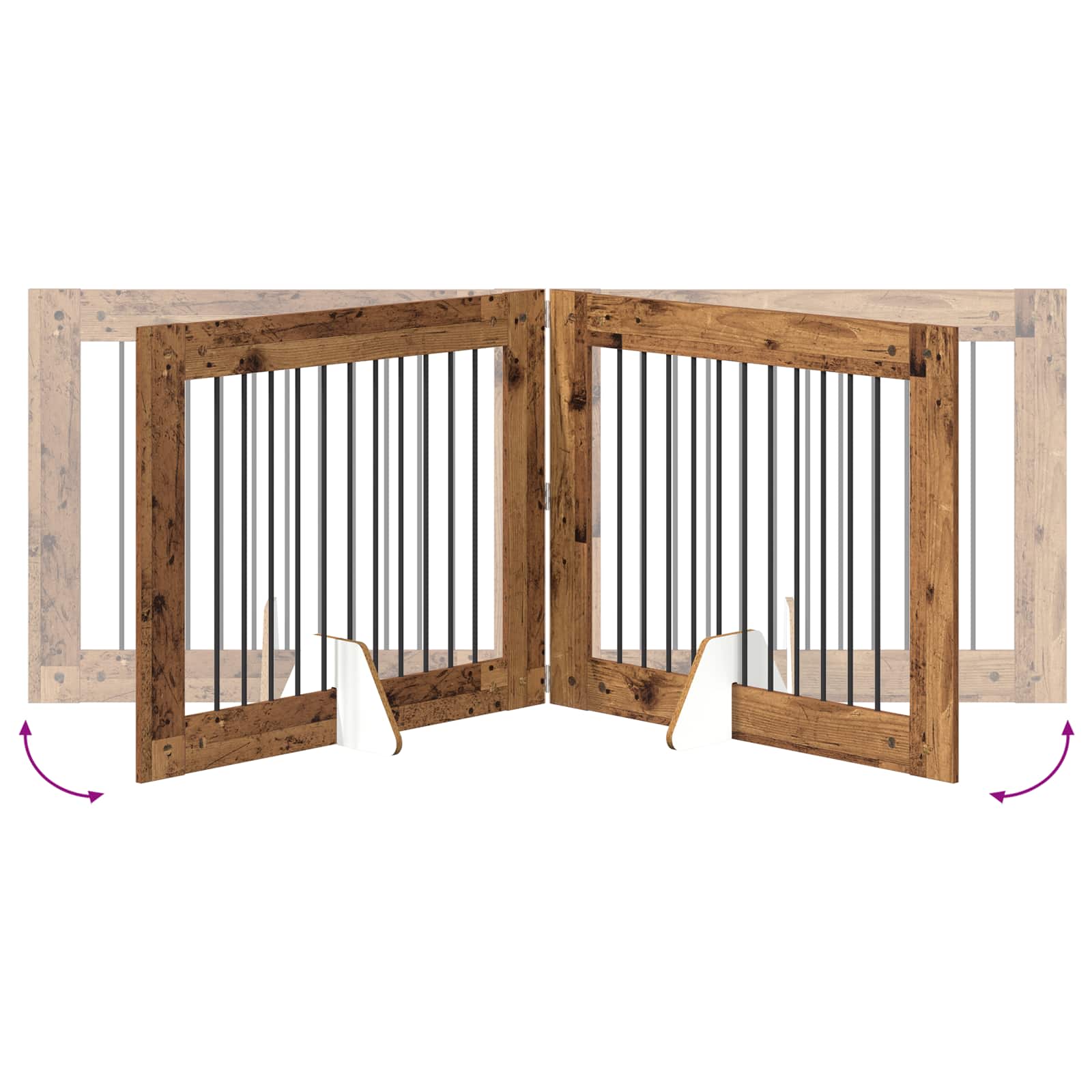 Hondenhekje met standaards 4 pcs Oud hout 100 x 80 cm
