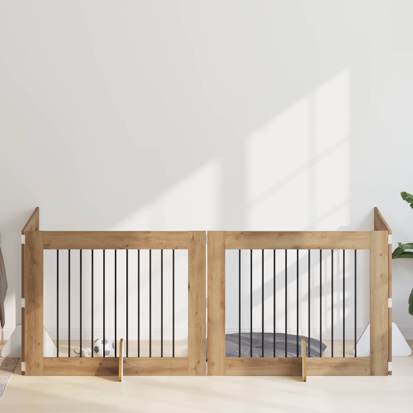 Hondenhekje met standaards 4 pcs Artisanaal eiken 100 x 80 cm
