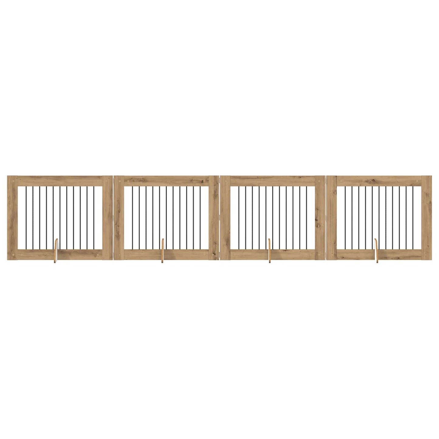 Hondenhekje met standaards 4 pcs Artisanaal eiken 100 x 80 cm