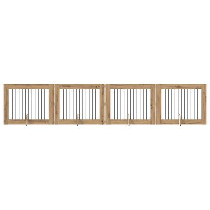 Hondenhekje met standaards 4 pcs Artisanaal eiken 100 x 80 cm