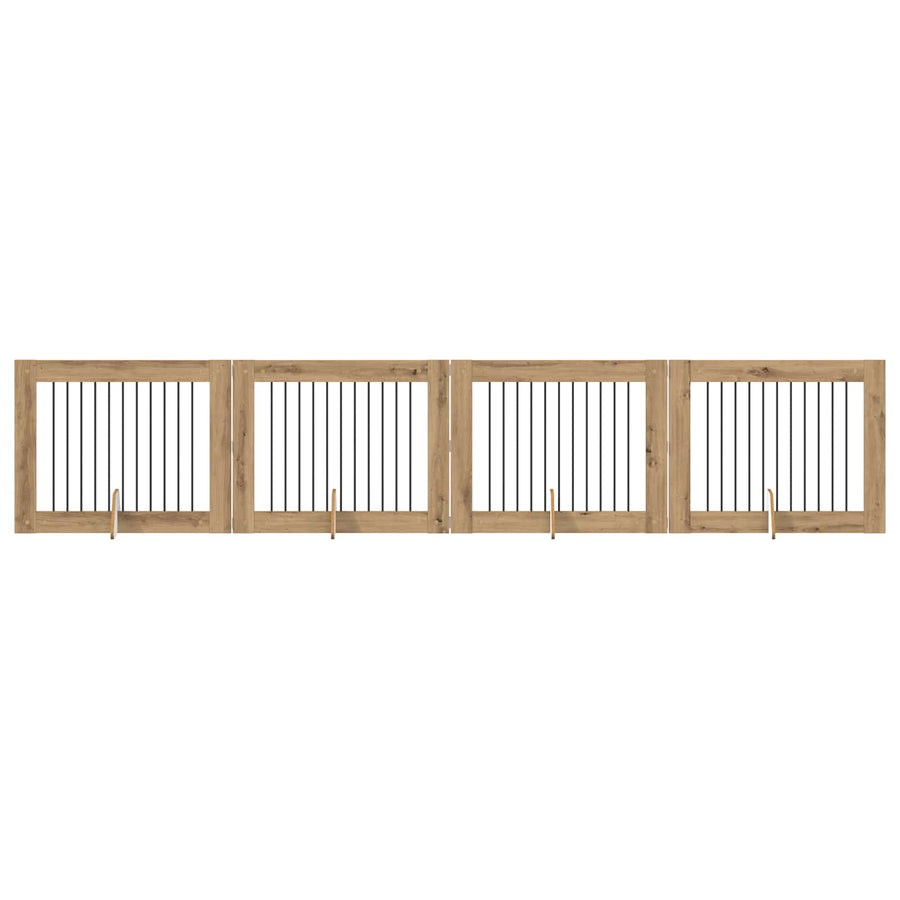 Hondenhekje met standaards 4 pcs Artisanaal eiken 100 x 80 cm