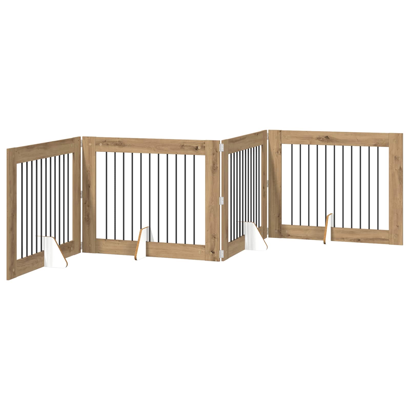 Hondenhekje met standaards 4 pcs Artisanaal eiken 100 x 80 cm