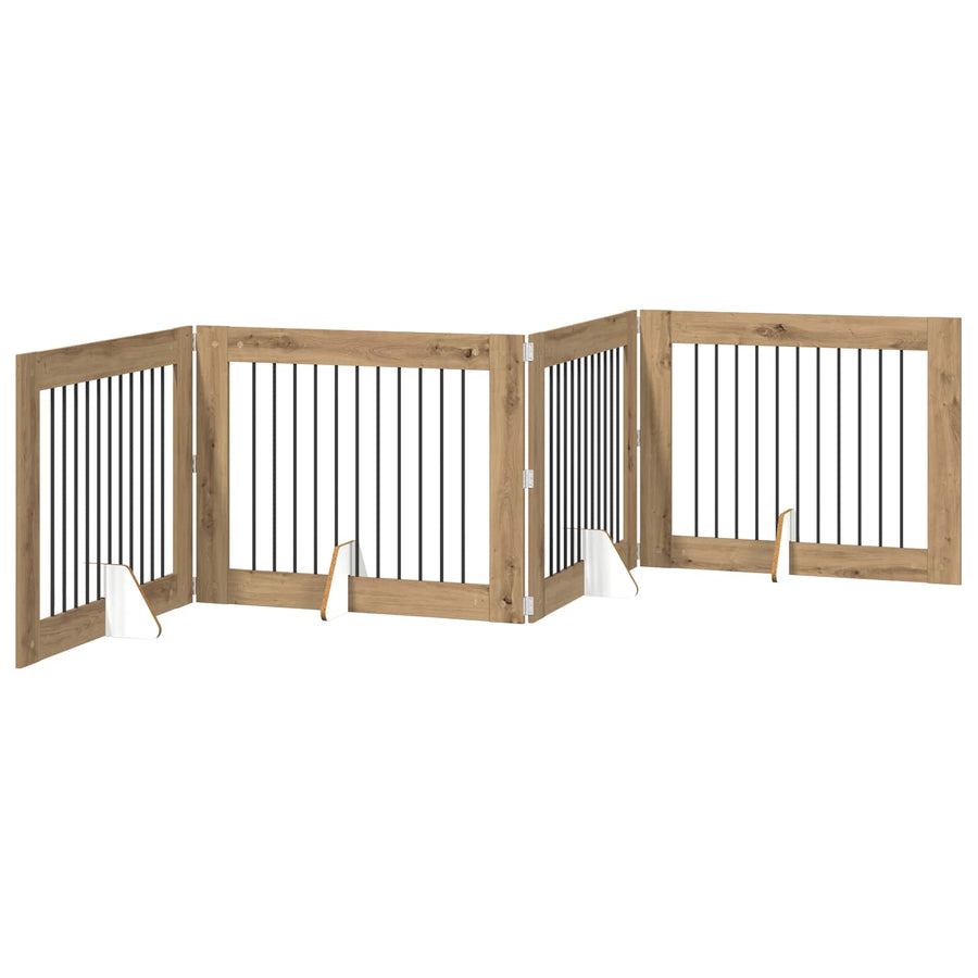Hondenhekje met standaards 4 pcs Artisanaal eiken 100 x 80 cm