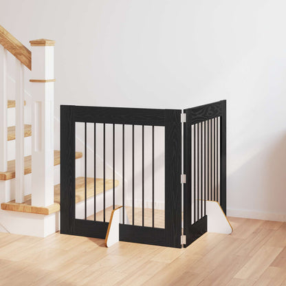 Hondenhekje met standaards 2 pcs Zwart eiken 80 x 80 cm
