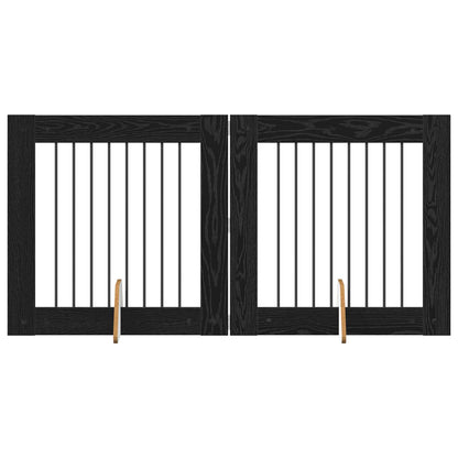 Hondenhekje met standaards 2 pcs Zwart eiken 80 x 80 cm