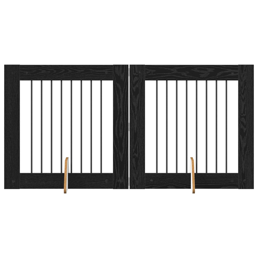 Hondenhekje met standaards 2 pcs Zwart eiken 80 x 80 cm
