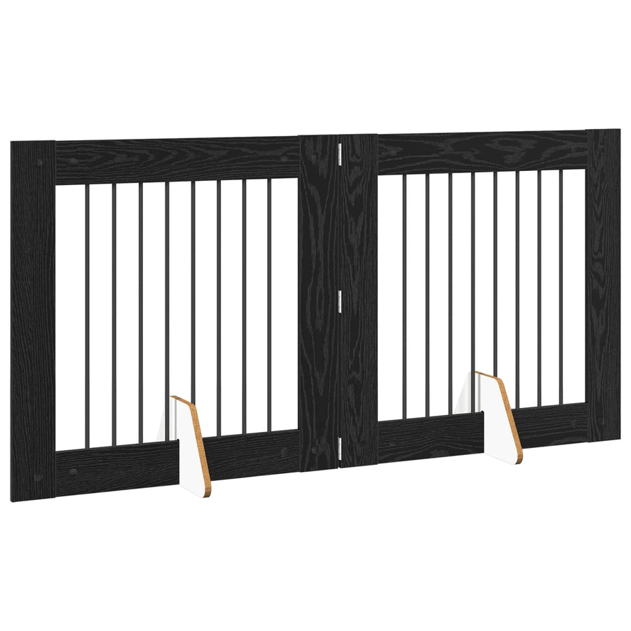 Hondenhekje met standaards 2 pcs Zwart eiken 80 x 80 cm