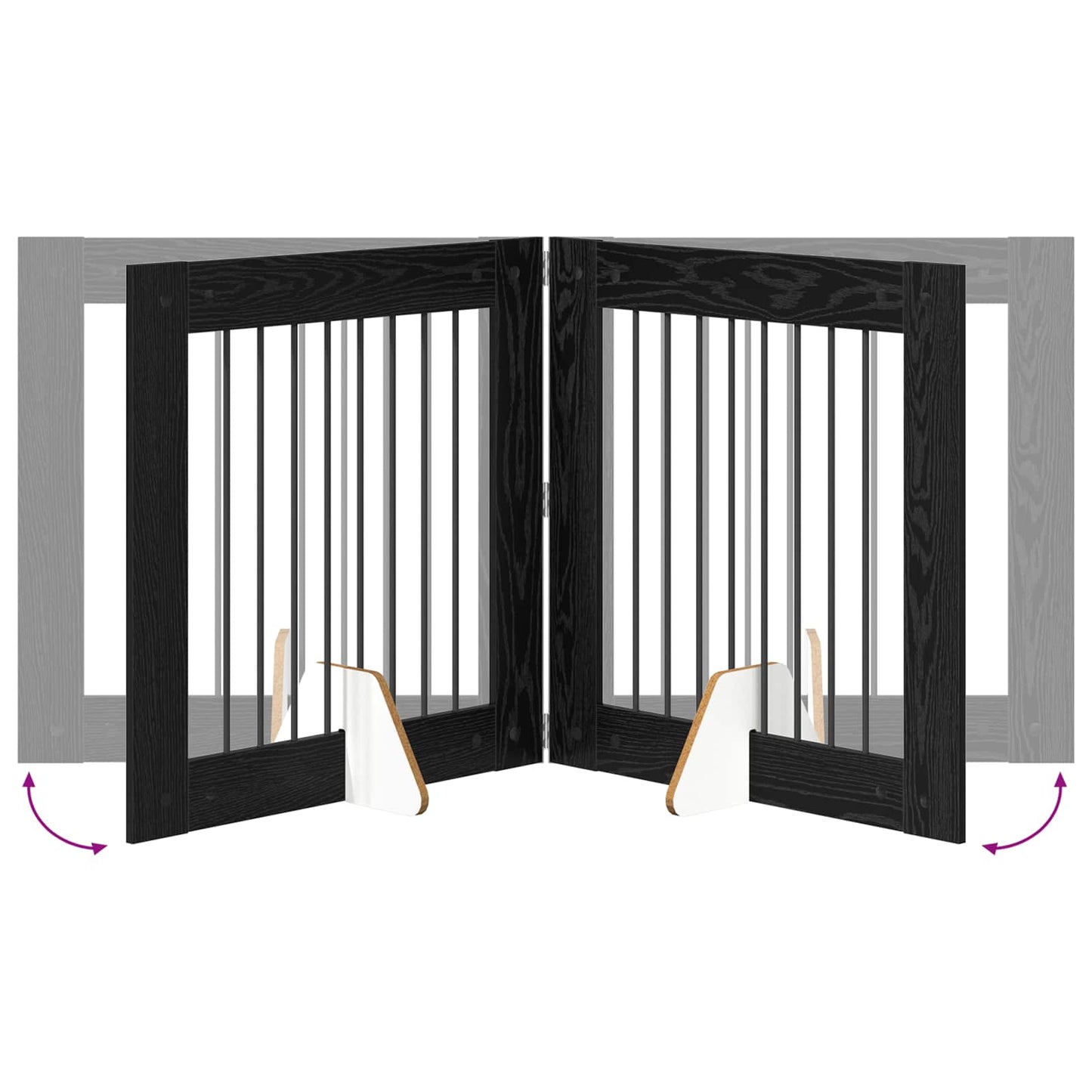 Hondenhekje met standaards 2 pcs Zwart eiken 80 x 80 cm