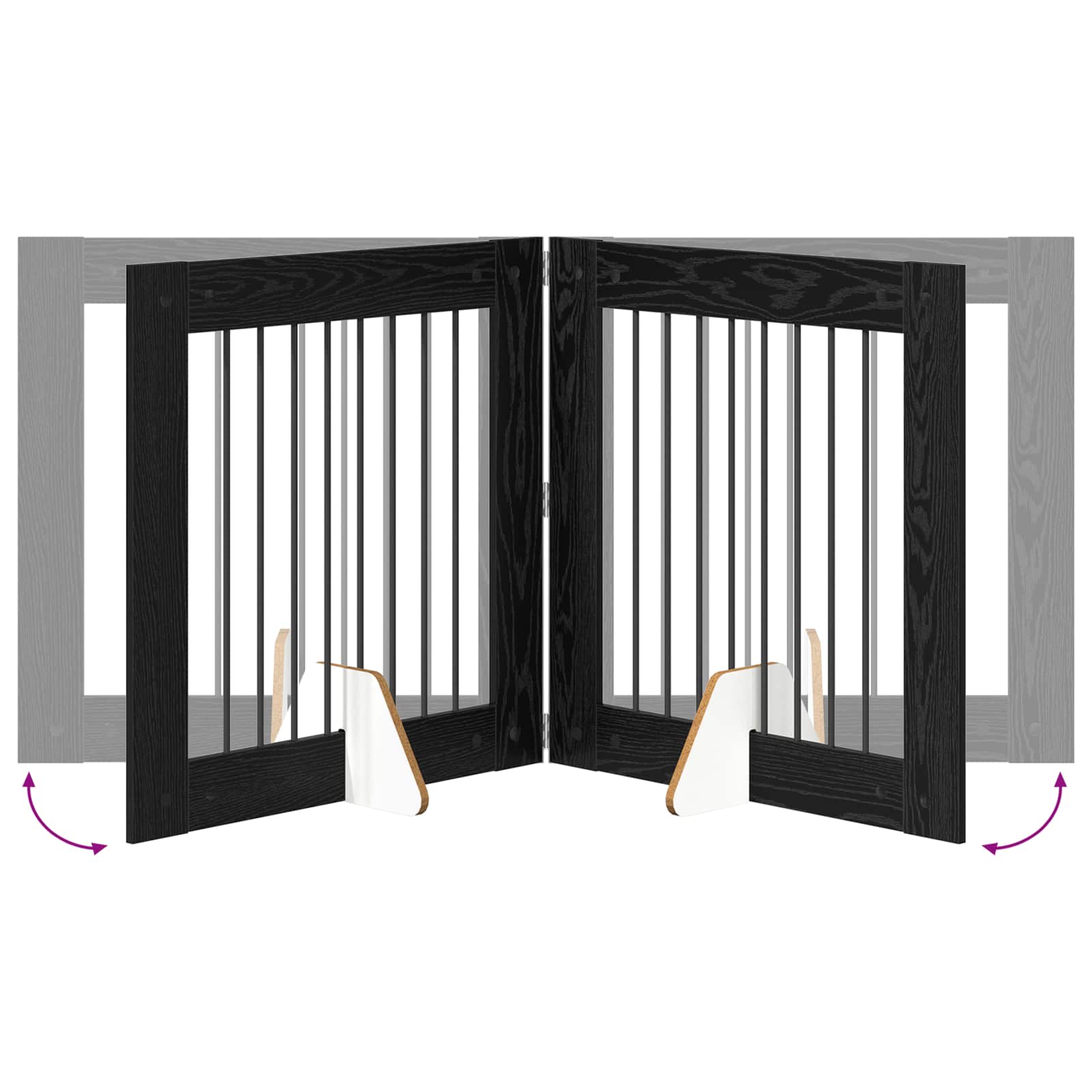 Hondenhekje met standaards 2 pcs Zwart eiken 80 x 80 cm