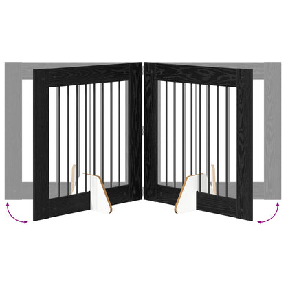 Hondenhekje met standaards 2 pcs Zwart eiken 80 x 80 cm
