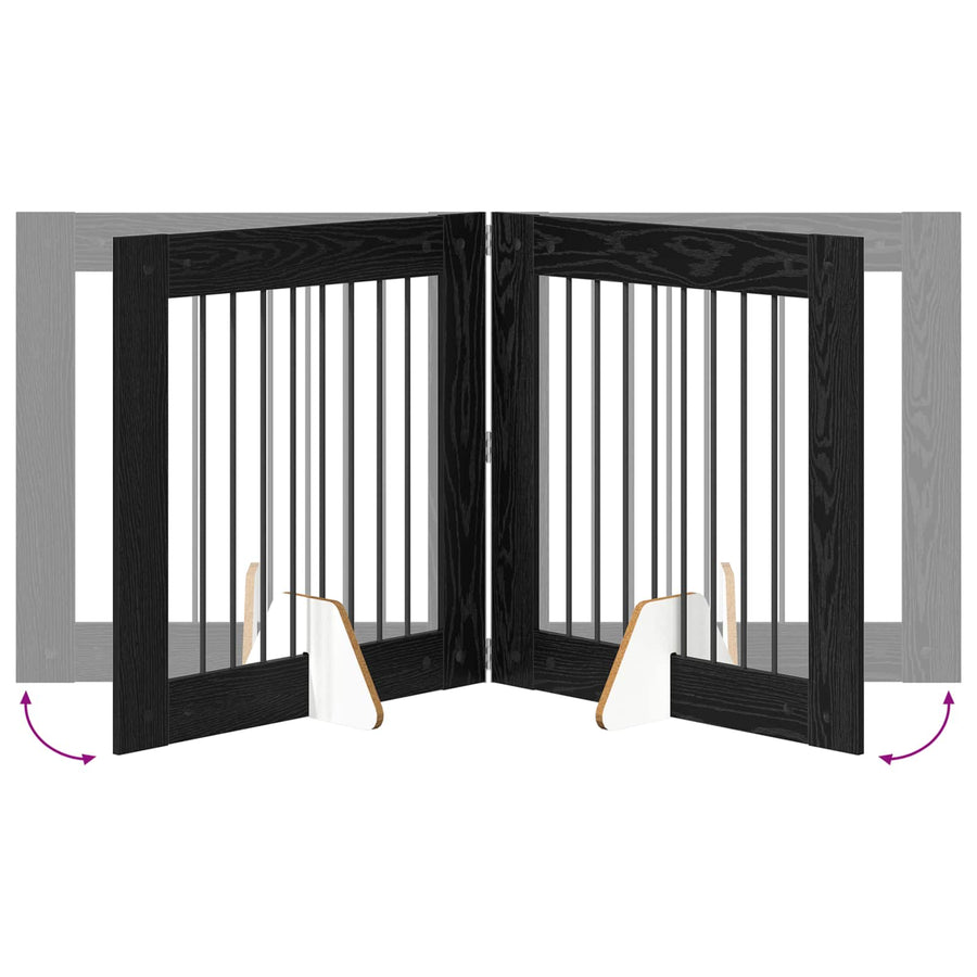 Hondenhekje met standaards 2 pcs Zwart eiken 80 x 80 cm