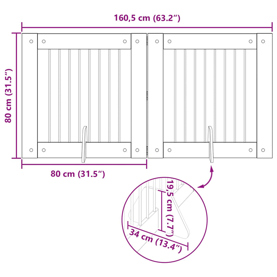 Hondenhekje met standaards 2 pcs Zwart eiken 80 x 80 cm