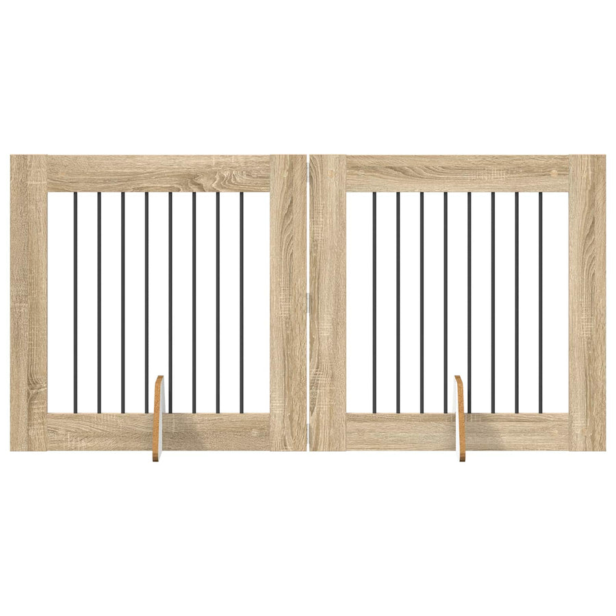Hondenhekje met standaards 2 pcs Sonoma Eiken 80 x 80 cm