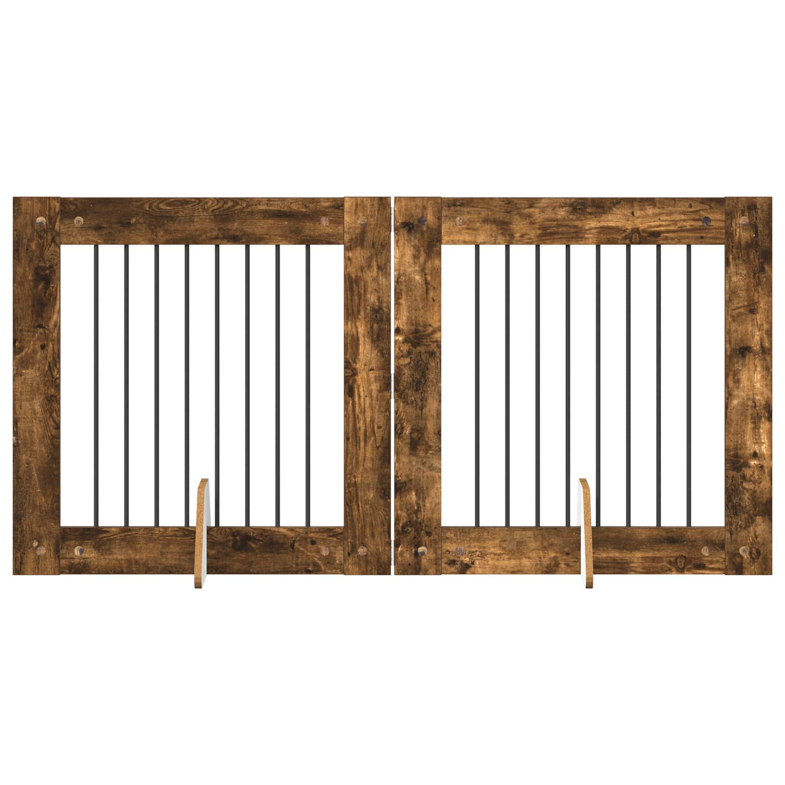 Hondenhekje met standaards 2 pcs Gerookt eiken 80 x 80 cm