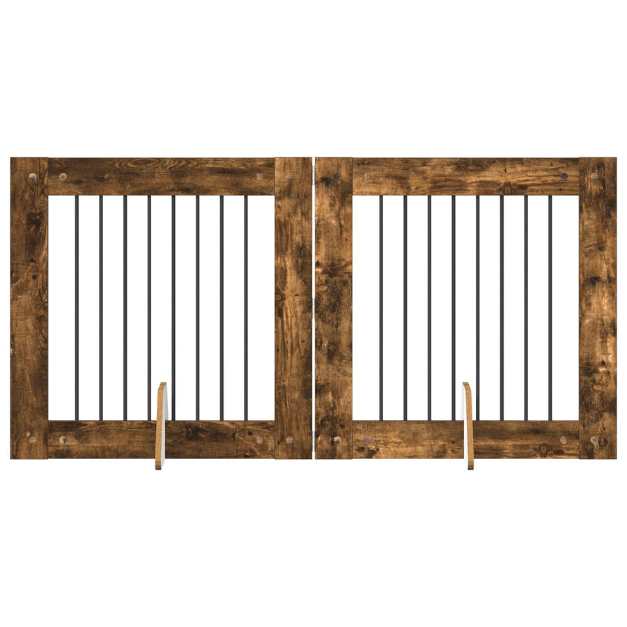 Hondenhekje met standaards 2 pcs Gerookt eiken 80 x 80 cm