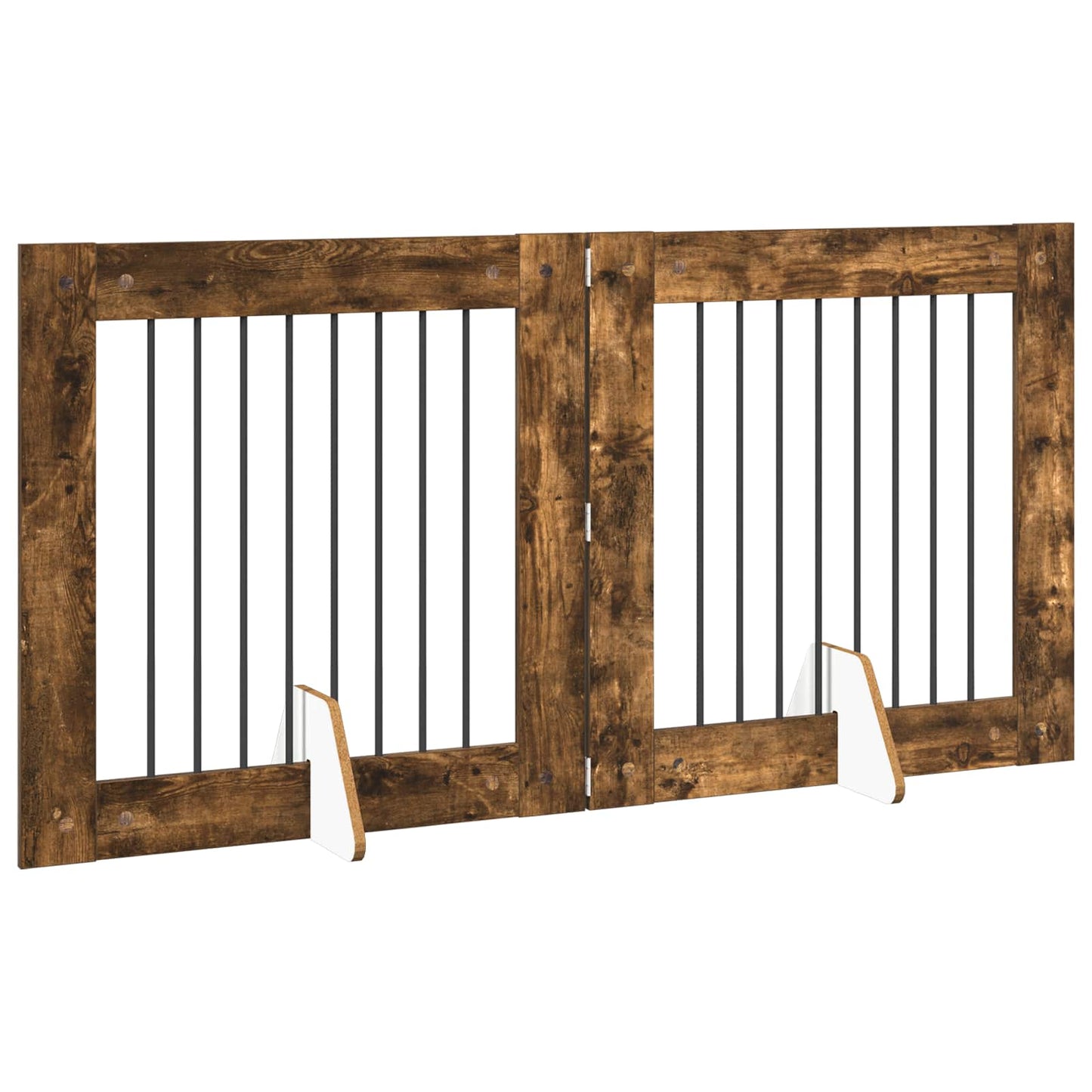 Hondenhekje met standaards 2 pcs Gerookt eiken 80 x 80 cm