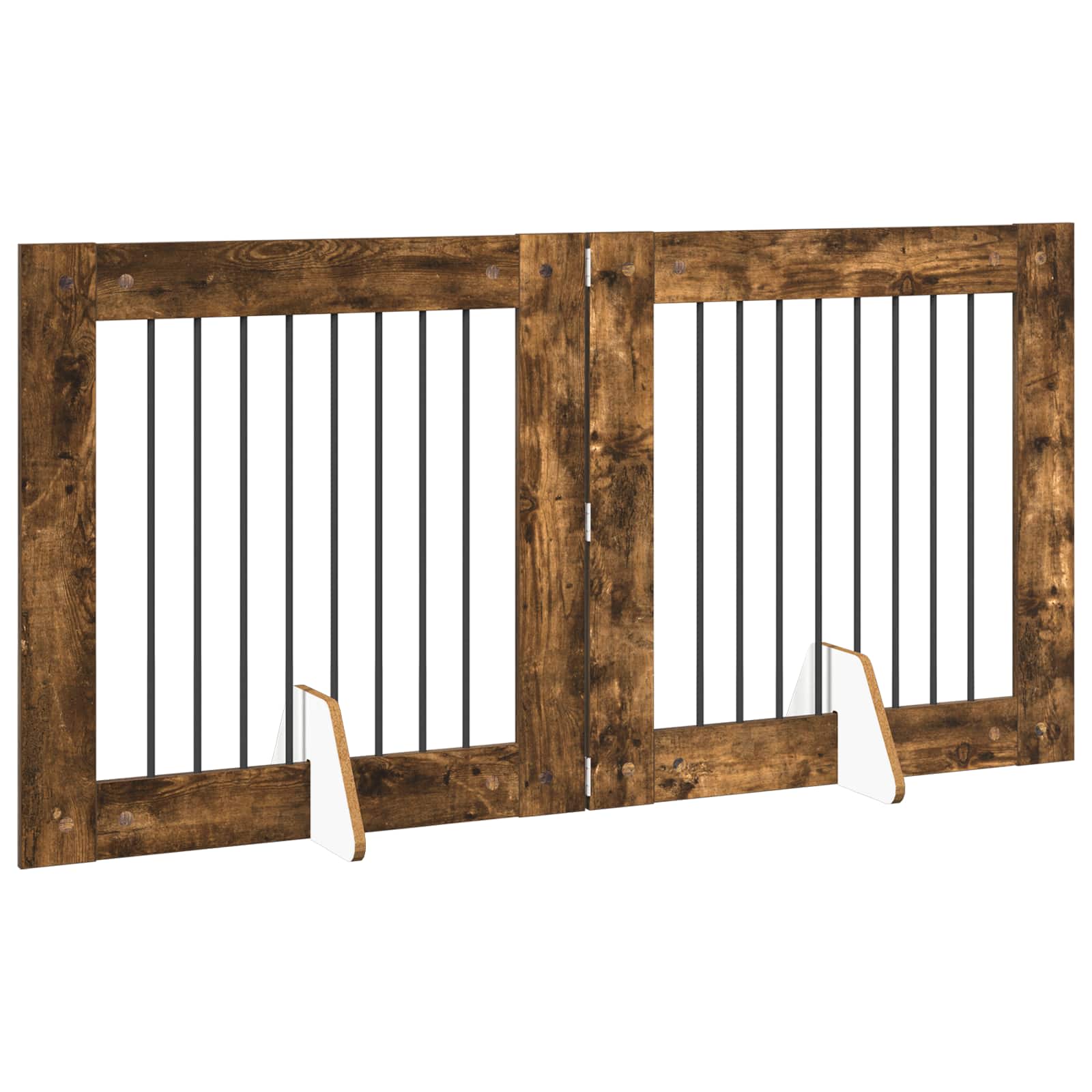 Hondenhekje met standaards 2 pcs Gerookt eiken 80 x 80 cm