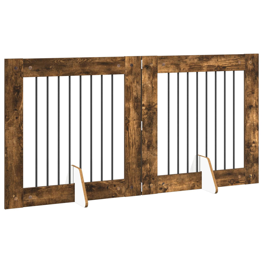 Hondenhekje met standaards 2 pcs Gerookt eiken 80 x 80 cm