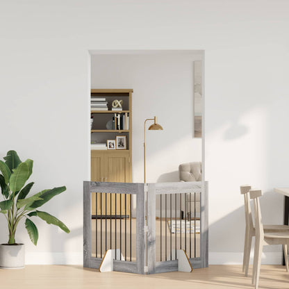 Hondenhekje met standaards 2 pcs Grijs sonoma 80 x 80 cm