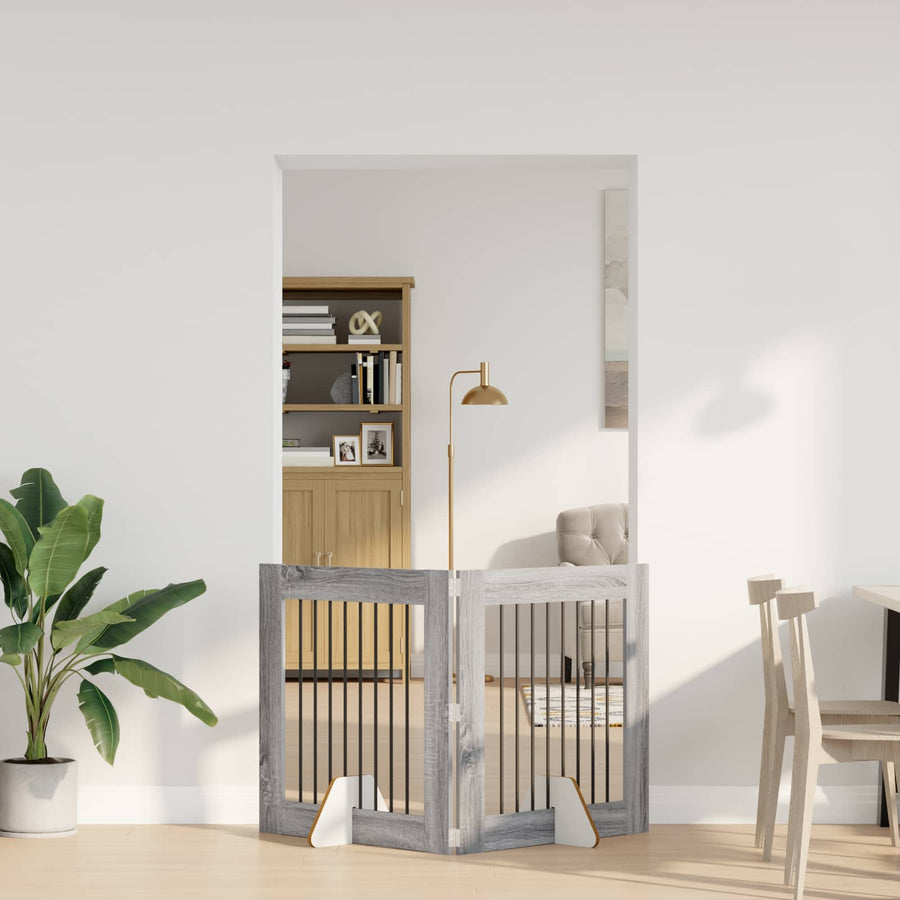 Hondenhekje met standaards 2 pcs Grijs sonoma 80 x 80 cm