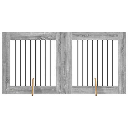 Hondenhekje met standaards 2 pcs Grijs sonoma 80 x 80 cm
