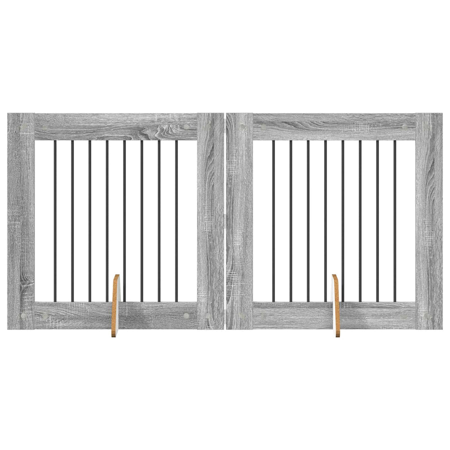 Hondenhekje met standaards 2 pcs Grijs sonoma 80 x 80 cm