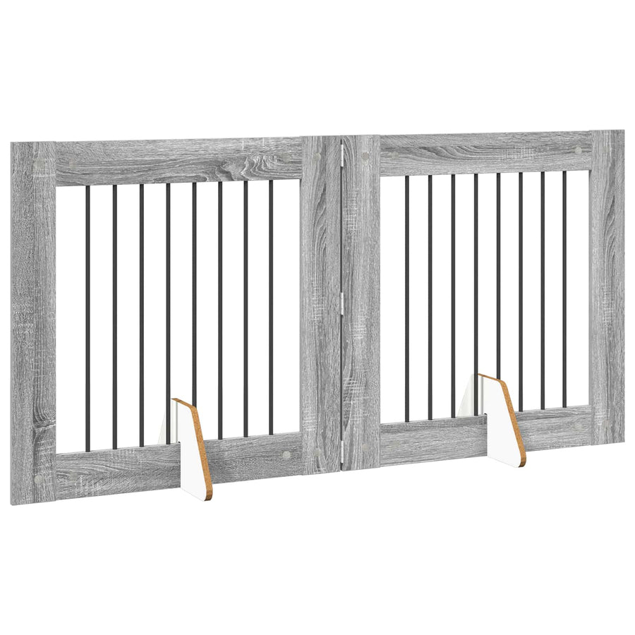 Hondenhekje met standaards 2 pcs Grijs sonoma 80 x 80 cm