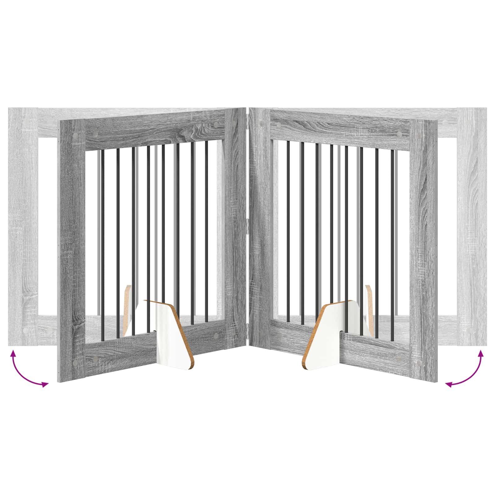 Hondenhekje met standaards 2 pcs Grijs sonoma 80 x 80 cm