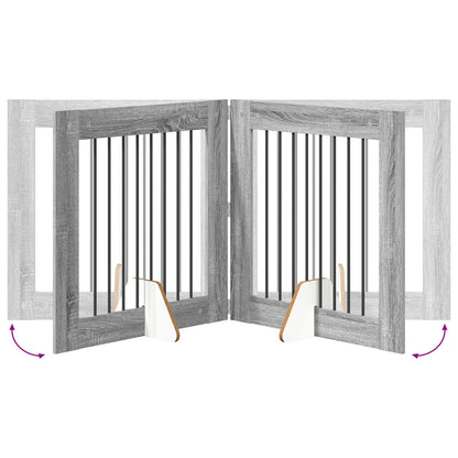 Hondenhekje met standaards 2 pcs Grijs sonoma 80 x 80 cm