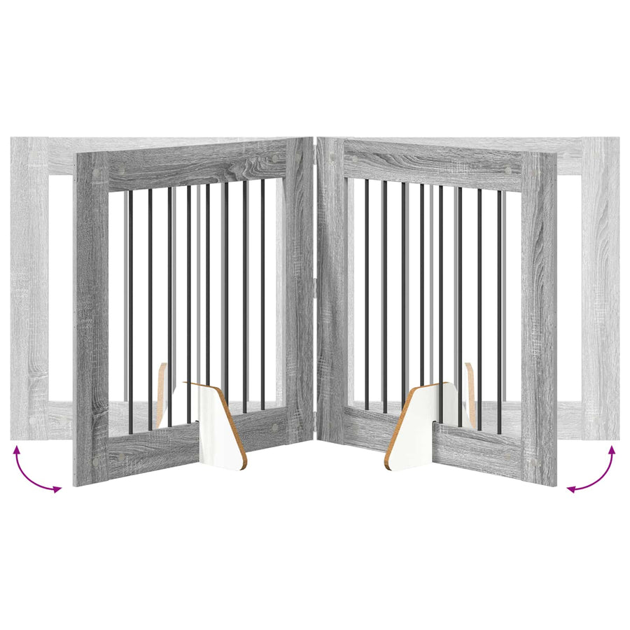Hondenhekje met standaards 2 pcs Grijs sonoma 80 x 80 cm