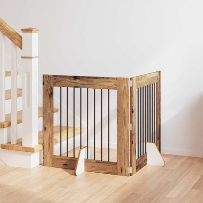 Hondenhekje met standaards 2 pcs Oud hout 80 x 80 cm