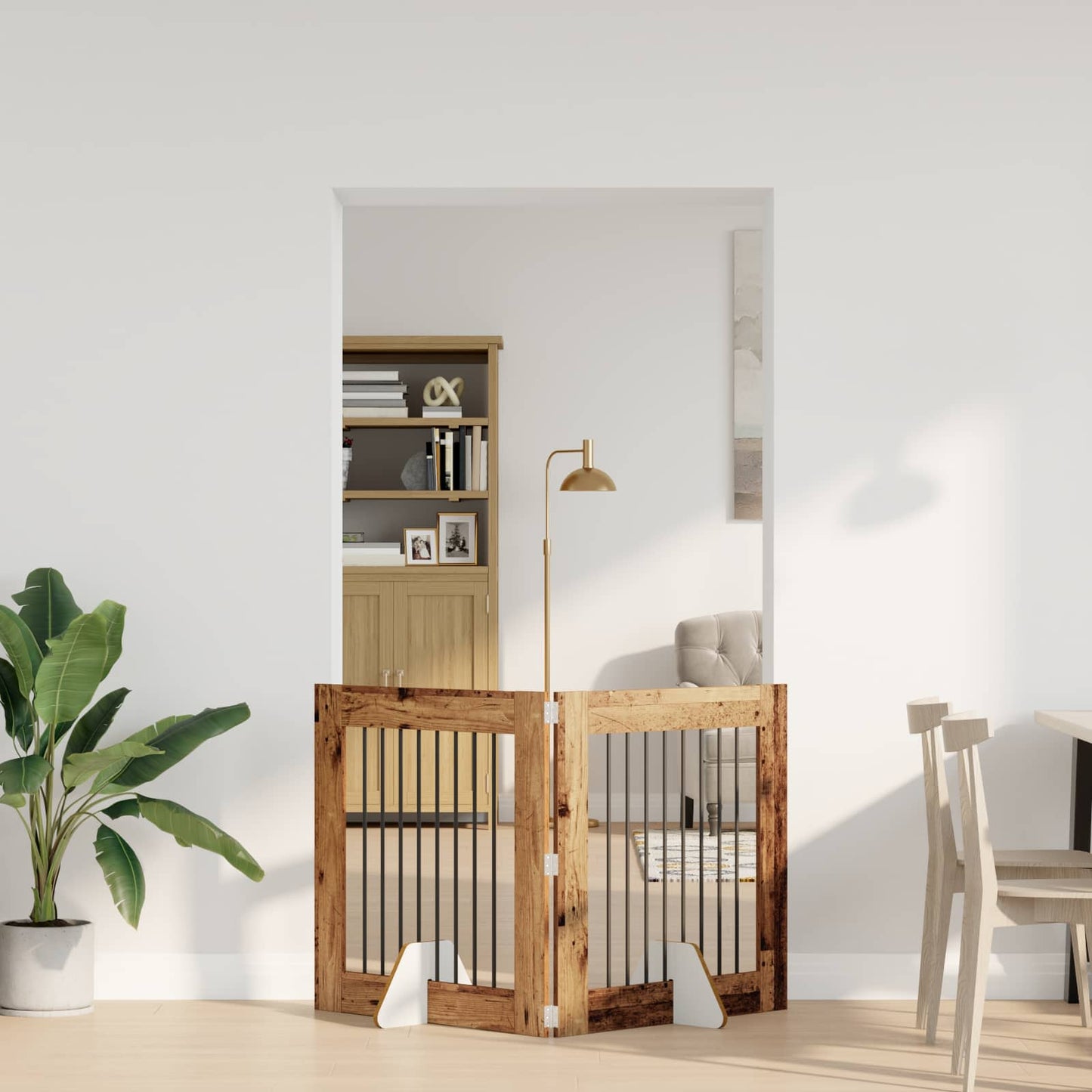 Hondenhekje met standaards 2 pcs Oud hout 80 x 80 cm