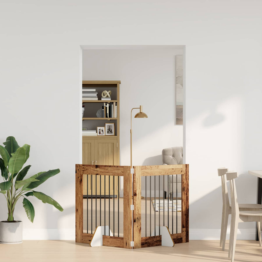 Hondenhekje met standaards 2 pcs Oud hout 80 x 80 cm